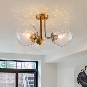 LLHZSY 3-Light Dimmable Semi Flush Mount Ceiling Light with Swirl Shade-Black/Gold - 1 of 4