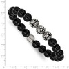 Chisel Stainless Steel Antiqued and Polished Skull Beads and Black Onyx 7.5" Stretch Bracelet - 4 of 4