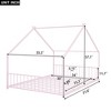 Okak Full-Size Bed Frame with Storage, Full Size Bed Frame Kids, House-Shaped Metal Platform with Twin Size Trundle, Pink - 3 of 4