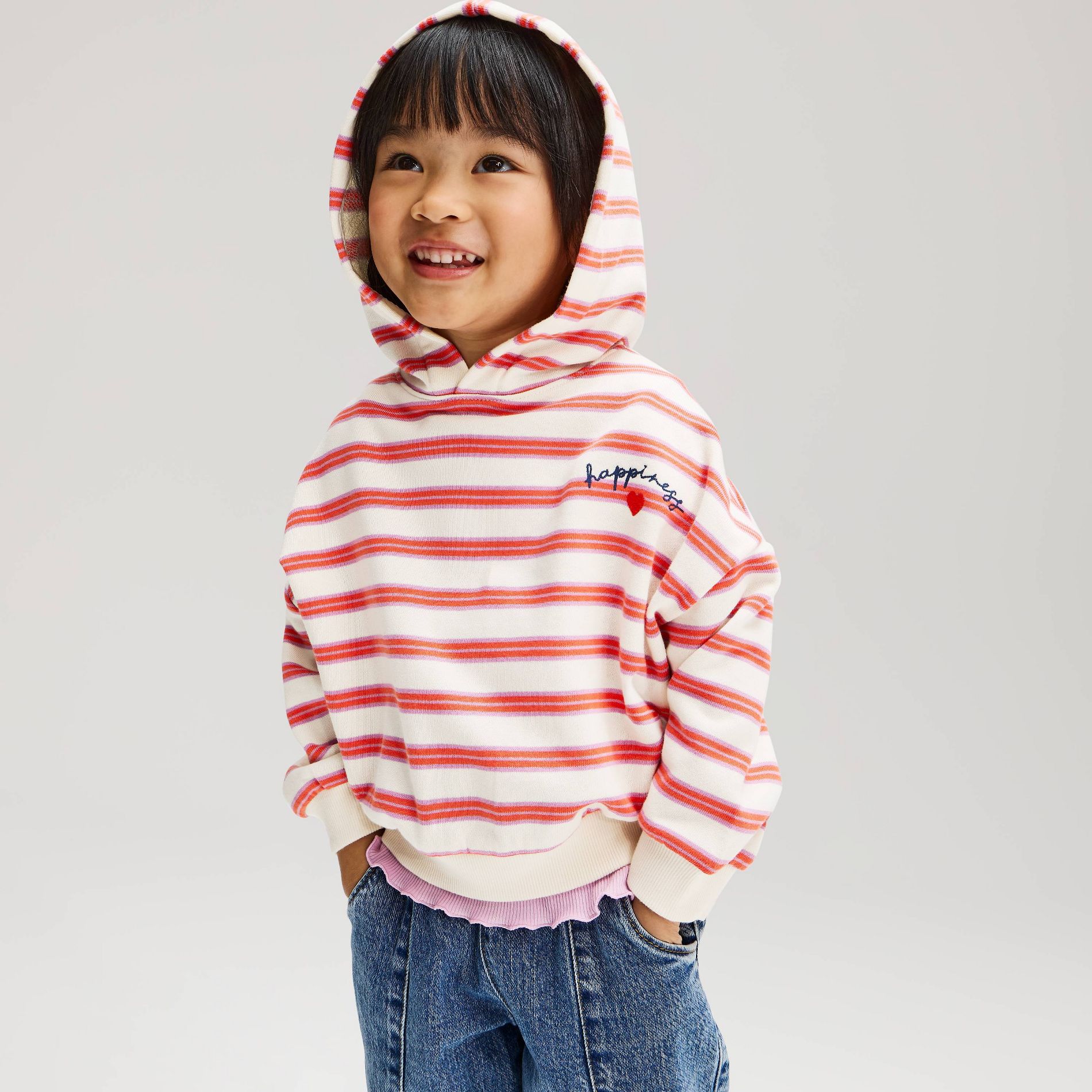 Toddler Girls' Striped Happiness Hooded Sweatshirt - Cat & Jack™ Red/White