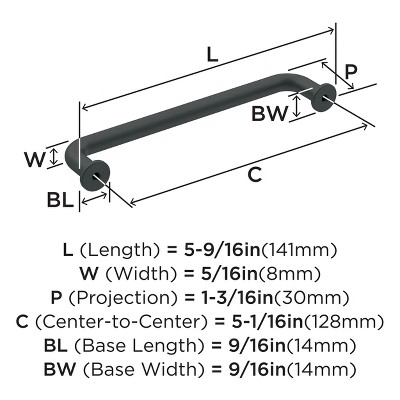 Matte Black 5-1/16" Center-to-Center Arch Cabinet Pull