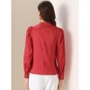 Allegra K Women's Satin Mock Neck Pleated Puff Sleeve Blouse - 4 of 4
