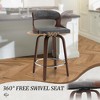 26" Counter Height Bar Stools, Mid Century Bar Stool with Solid Back, Barstools with Walnut Finish and Faux Leather Seat, 360-degree Swivel Bar Stools - 3 of 4