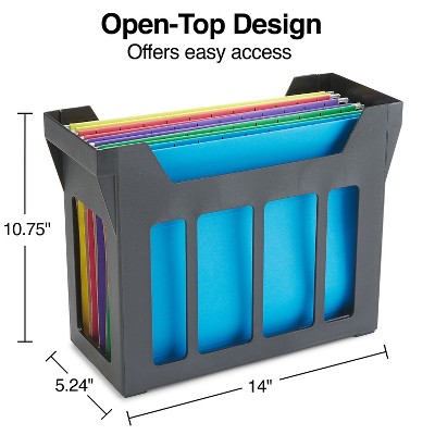 Black Plastic Stackable Hanging File Desk Organizer with Folders