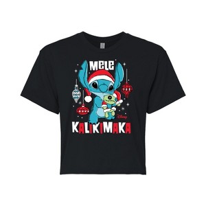 Women's - Lilo and Stitch - Mele Kalikimaka Cropped Graphic T-Shirt - 1 of 4