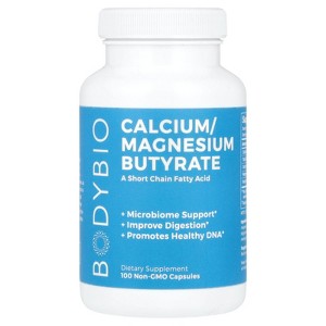 BodyBio Calcium/ Magnesium Butyrate, 100 Non-GMO Capsules - 1 of 2