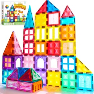Joyfy 66pcs Starshine Magnetic Tiles Set, Magnetic Building Blocks for Kids Aged 3-8, Educational Toy Creative Thinking Birthday Gift for Boys Girls - 1 of 4