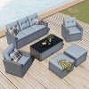 ELJGET 6PCS Patio Rattan Furniture Set Sectional Sofa Cushioned Garden Gray - 3 of 4