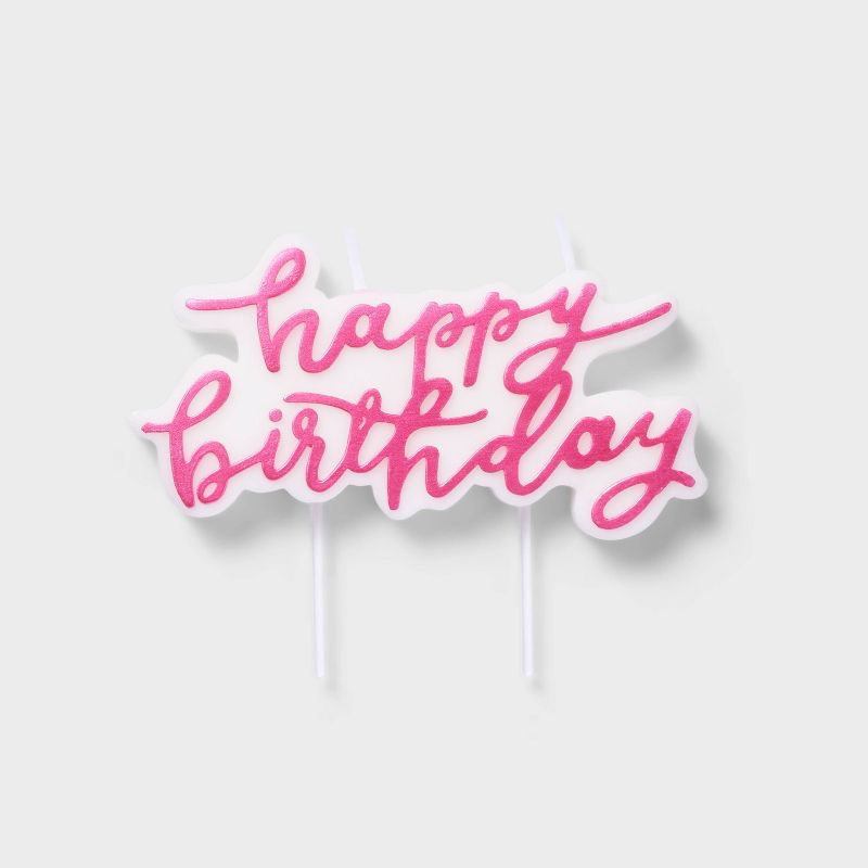 Hot Pink Happy Birthday Candle - Spritz&#8482;, 1 of 5
