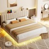 Floating Bed Frame with Charging Station & Storage Headboard, Upholstered Platform King Size Bed Frame with LED Lights, Solid Wood Slats - 3 of 4