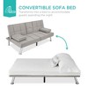 Best Choice Products Modern Linen Convertible Futon Sofa Bed w/ Removable Armrests, Metal Legs, Cupholders - 4 of 4