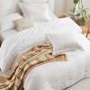 7-Piece Queen Seersucker Bed Set - All-Season Luxury Bedding with Down Alternative Comforter, Sheets & Pillow Shams (White) - 4 of 4
