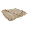 50"x60" Cotton with Fringe Design Throw Blanket Natural - Saro Lifestyle: Lightweight Knitted, Modern Decor, Machine Washable - 3 of 4