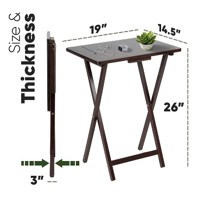 Espresso Brown Solid Wood Folding TV Tray Table Set