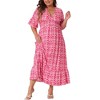 Agnes Orinda Women's Plus Size Boho Floral Bell Sleeve Ruffled Hem Deep V Neck A Line Maxi Dresses - 2 of 4