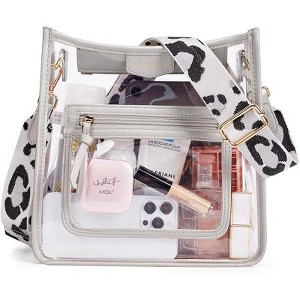 Clear Crossbody Bags Stadium Approved Clear Purse for Concert Transparent Plastic Bag with Guitar Strap - 1 of 4
