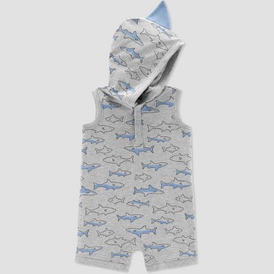 Image of Baby Boys' Sharks Romper - Just One You® made by carter's Gray 3M