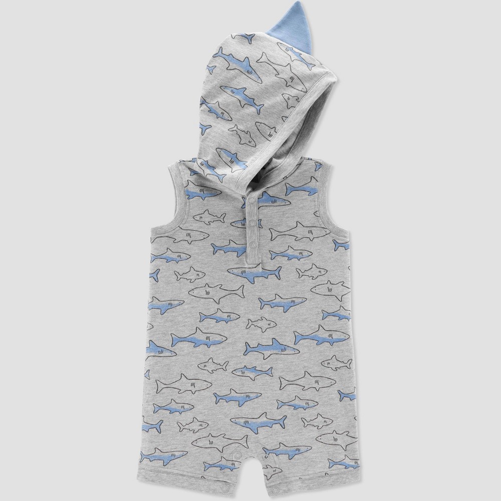 Size 12M Baby Boys' Sharks Romper - Just One You made by carter's Gray 