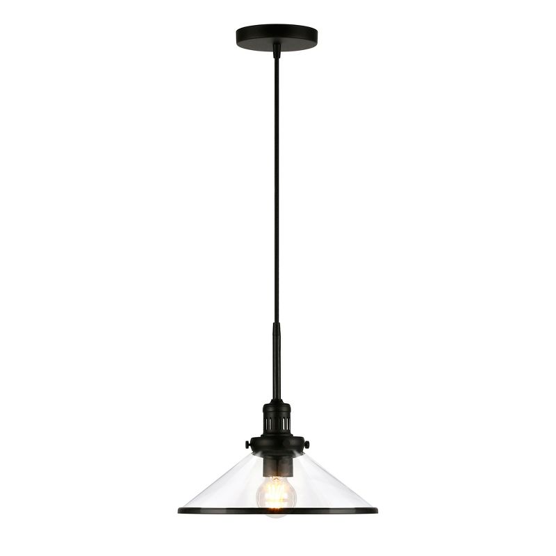 Hampton &#38; Thyme 12.25&#34; Wide Pendant with Glass Shade Blackened Bronze/Clear, 4 of 14