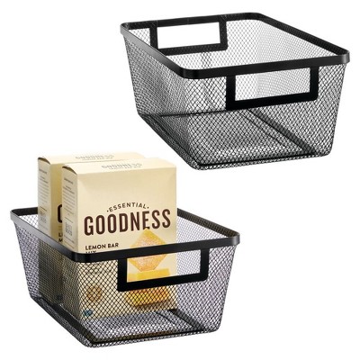 Metal Mesh Pantry Basket with Handles - Set of 2 - Matte Black