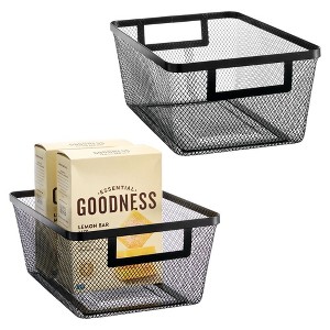 Metal Mesh Pantry Basket with Handles - Set of 2 - Matte Black - 1 of 4