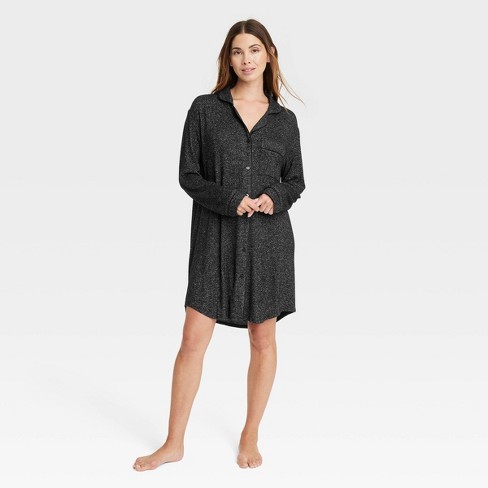 Women's Perfectly Cozy Notch Collar Nightgown - Stars Above™ Dark Gray Xxl  : Target