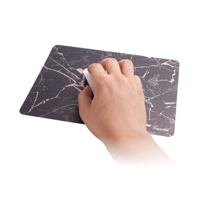 Insten Reflective Marble Design Mouse Pad - Anti-Slip Mat for Wired/Wireless Gaming Computer Mouse, Black/Rose Gold