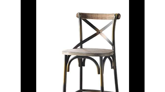 18&#34; Zaire Bar Chair Antique Copper/Antique Oak - Acme Furniture, 2 of 7, play video