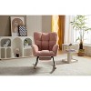 Vynxaria Pink Teddy Fabric Rocking Chair With Adjustable Footrest - 2 of 4