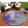 Purple Lilac And Eggplant Abstract Washable Indoor Outdoor Area Rug - 2 of 4