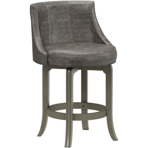 Napa Valley Wood Swivel Counter Height Barstool Aged Gray Charcoal Hillsdale Furniture