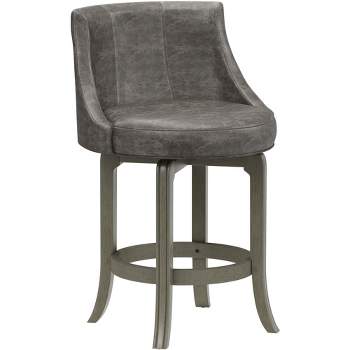 Napa Valley Wood Swivel Counter Height Barstool Aged Gray/Charcoal - Hillsdale Furniture