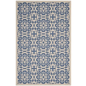 Modway Ariana Vintage Floral Trellis 9x12 Indoor and Outdoor Area Rug in Blue and Beige - 1 of 4