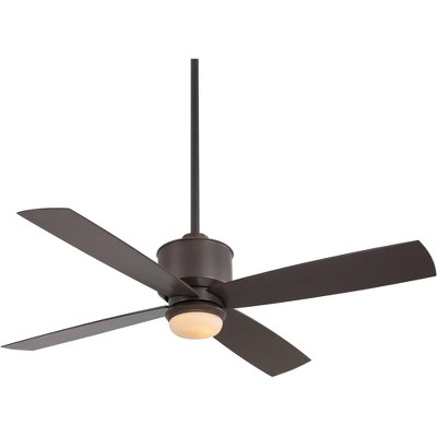 52" Minka Aire Industrial Indoor Outdoor Ceiling Fan with LED Light Remote Control Oil Rubbed Bronze Opal Glass Wet Rated Patio