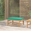vidaXL Patio Footstool with Green Cushion Bamboo - 2 of 4