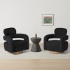WestinTrends Alexandria Mid-Century Modern Faux Shearling Swivel Barrel Accent Chair (Set of 2) - 2 of 4