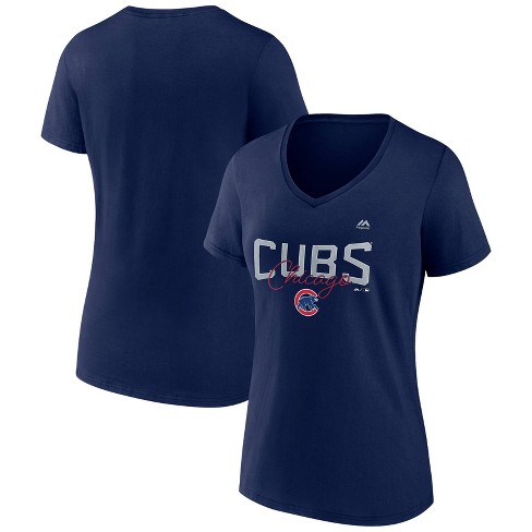 MLB Chicago Cubs Women's Short Sleeve V-Neck Core T-Shirt - S