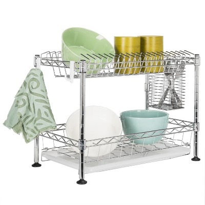 Home Basics Deluxe 2 Tier Dish Rack, Black : Target