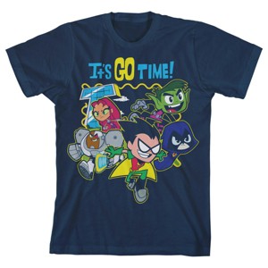 Teen Titans Go It's Go Time Main Characters Boy's Navy T-shirt - 1 of 3