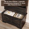 4-in-1 Coat Rack with Flip-top Door Storage Cabinet, Mud Room Bench Hall Tree, 5 Hooks, Dark Brown - 3 of 4