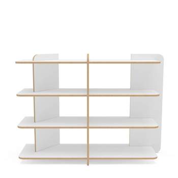 Polifurniture 35.25" Ecofriendly Luna 4 Shelf Bookcase White/Light Brown