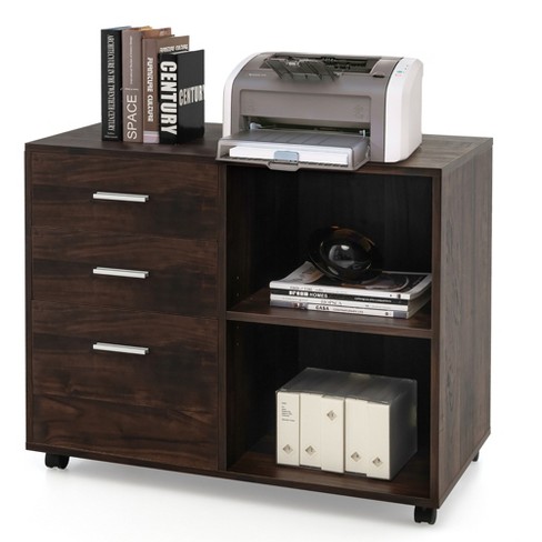 Costway Mobile File Cabinet 2 Drawer Printer Stand w/Open Shelf for Letter  Size