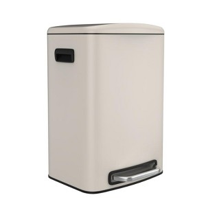 13 Gallon (50L) Kitchen Step Trash Can with Soft Close - Stainless Steel Rectangular Bin + 30 Garbage Bags, White (As Shown) - 1 of 2