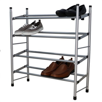 4 Tier Shoe Rack Black Metal With Natural Wood - Brightroom™ : Target