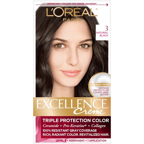 L Oreal Paris Excellence Creme Triple Protection Color 3 Natural Black 1 Kit