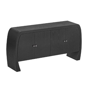 Gulches Four-Door Storage Cabinet, Ash Veneer with Curved Legs & Adjustable Shelves - Sturdy MDF Cabinet for Hallway, Living Room (White) - 1 of 4