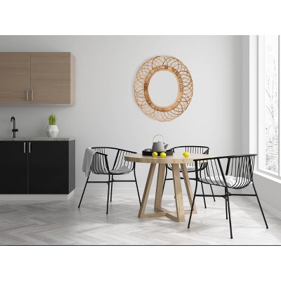 Natural Bamboo Oval Full-Length Wall Mirror