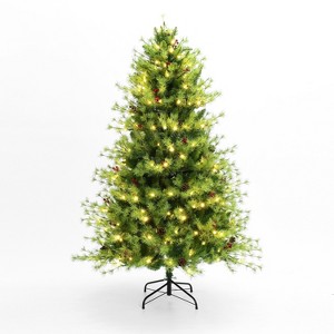 LuxenHome 6Ft Pre-Lit Green Full Artificial Pine Christmas Tree with 8 Light Functions - 1 of 4