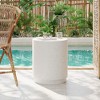 FONTOI End Table Outdoor Drum End Table White Speckled Finish Modern Accent Table for Patio Balcony or Living Room, White, 14.75"*14.75"*17.75" - 2 of 4