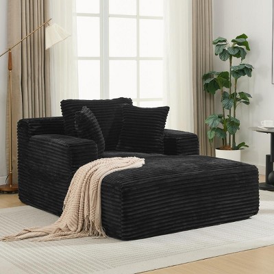 Accent Sofa Couch Modern Corduroy Upholstered with Throw Pillows for Living Room and Bedroom 48.8" Wide Seat - 3irtyhousy